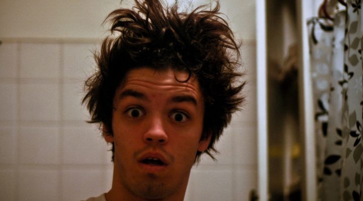 Man with bed head hair