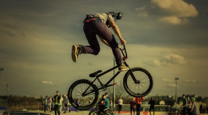 Child on first stunt bike